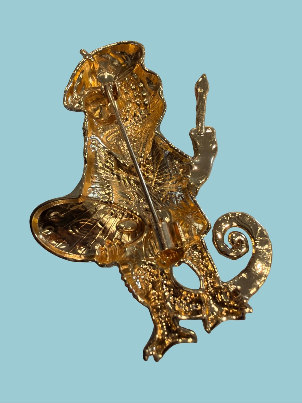 Artist Chameleon Figurine Brooch in Yellow and Green - Picture 2 of 2